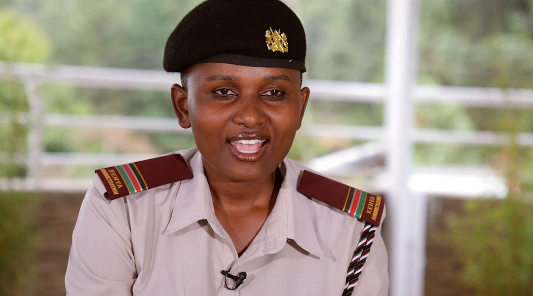 Rehema Malemba Kiteto interviewed in uniform