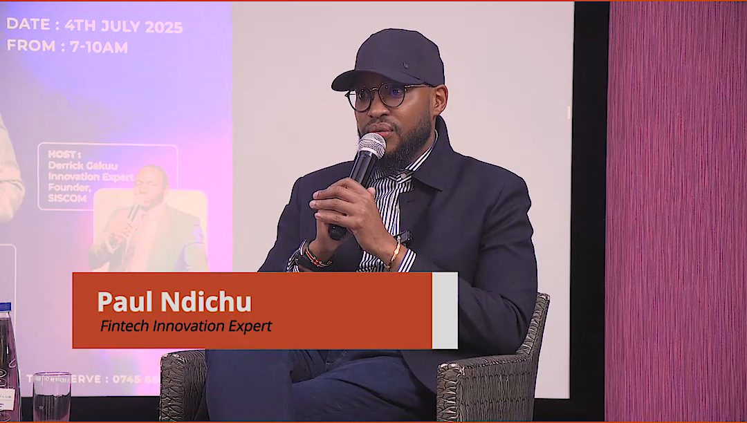 Paul Ndichu, fintech innovation expert, on stage