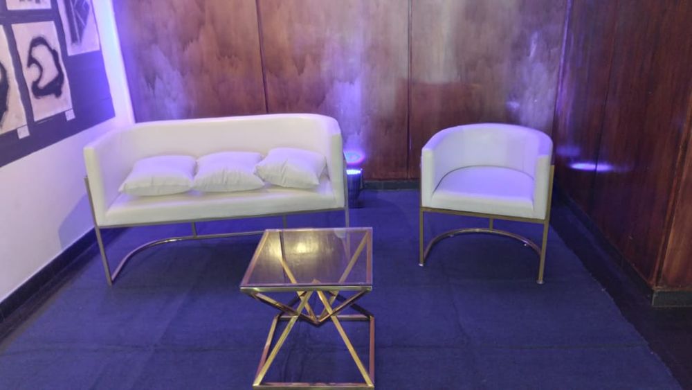 Lounge set with a glass side table