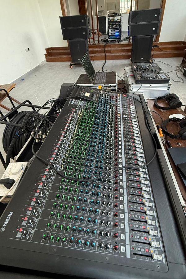 Mixing desk set up for an event
